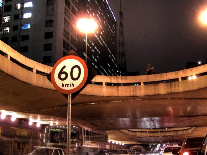 Traffic Sign in front of an underpass